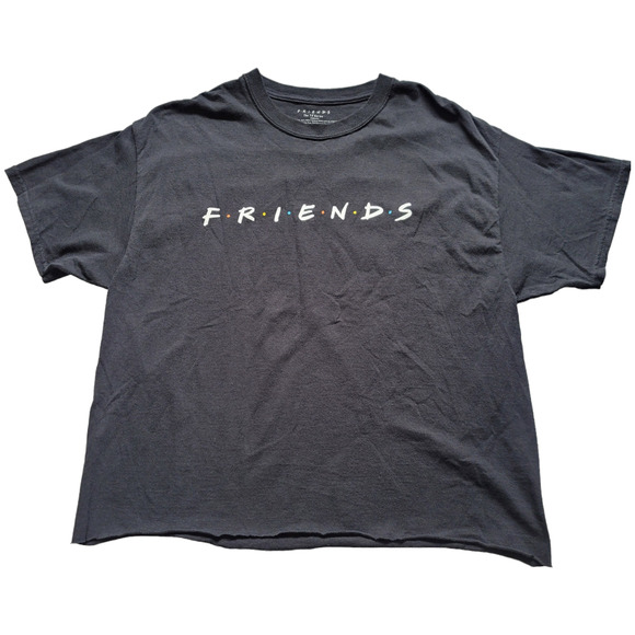 Friends The TV Series Black Crew Neckline Short Sleeve Cropped Raw Hem Top - Picture 3 of 8